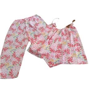 Vintage Oscar de‎ la Renta Pink Label Pajama Set Pink Crepe Camisole Crop Medium